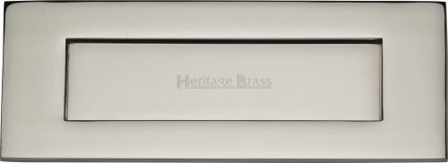 Click Here To Enlarge This Photo Of V850 203-PNF Heritage Brass Letterplate 8" x 3" Polished Nickel Finish