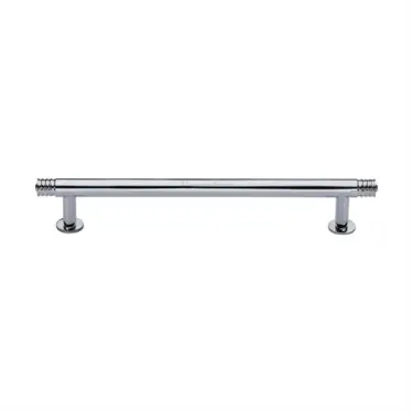 Click Here To Enlarge This Photo Of V4447 160-PC Heritage Brass Cabinet Pull Contour Design with 16mm Rose 160mm ctc Polished Chrome finish