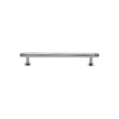 V4447 96-PC Heritage Brass Cabinet Pull Contour Design with 16mm Rose 96mm ctc Polished Chrome finish