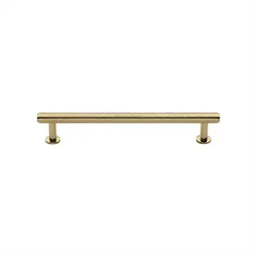 Click Here To Enlarge This Photo Of V4459 128-PB Heritage Brass Cabinet Pull Knurled Design with 16mm Rose 128mm ctc Polished Brass finish
