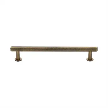 Click Here To Enlarge This Photo Of V4459 160-AT Heritage Brass Cabinet Pull Knurled Design with 16mm Rose 160mm ctc Antique Brass finish