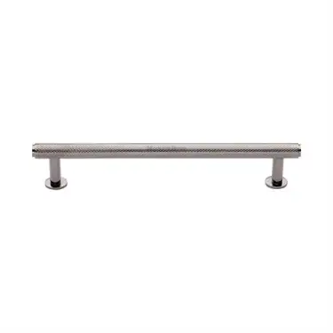 Click Here To Enlarge This Photo Of V4459 160-PNF Heritage Brass Cabinet Pull Knurled Design with 16mm Rose 160mm ctc Polished Nickel finish