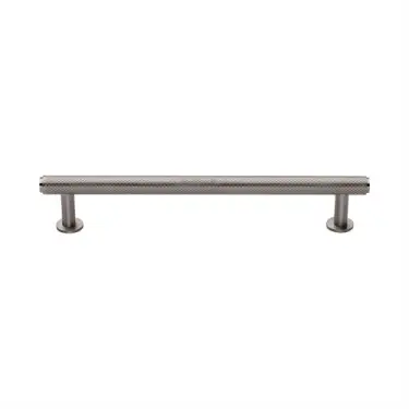 Click Here To Enlarge This Photo Of V4459 160-SN Heritage Brass Cabinet Pull Knurled Design with 16mm Rose 160mm ctc Satin Nickel finish