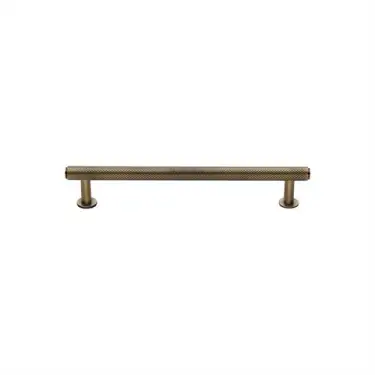 Click Here To Enlarge This Photo Of V4459 96-AT Heritage Brass Cabinet Pull Knurled Design with 16mm Rose 96mm ctc Antique Brass finish