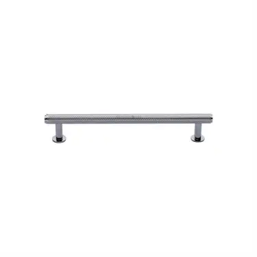 Click Here To Enlarge This Photo Of V4459 96-PC Heritage Brass Cabinet Pull Knurled Design with 16mm Rose 96mm ctc Polished Chrome finish