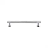 V4462 128-PC Heritage Brass Cabinet Pull Partial Knurled Design with 16mm Rose 128mm ctc Polished Chrome finish