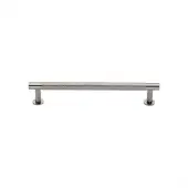 V4462 128-PNF Heritage Brass Cabinet Pull Partial Knurled Design with 16mm Rose 128mm ctc Polished Nickel finish