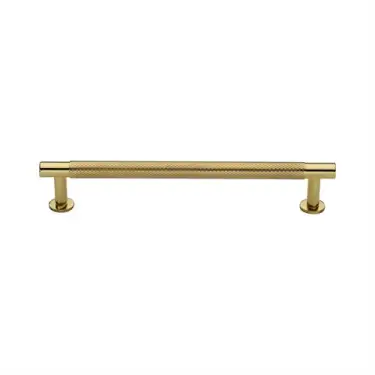 Click Here To Enlarge This Photo Of V4462 160-PB Heritage Brass Cabinet Pull Partial Knurled Design with 16mm Rose 160mm ctc Polished Brass finish