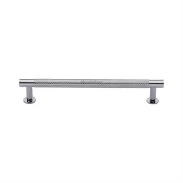 Click Here To Enlarge This Photo Of V4462 160-PC Heritage Brass Cabinet Pull Partial Knurled Design with 16mm Rose 160mm ctc Polished Chrome finish