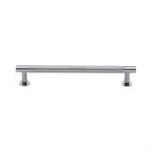 V4462 160-PC Heritage Brass Cabinet Pull Partial Knurled Design with 16mm Rose 160mm ctc Polished Chrome finish