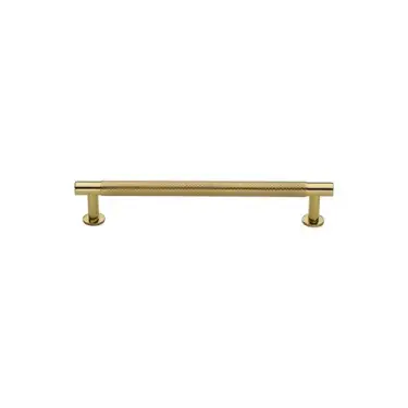 Click Here To Enlarge This Photo Of V4462 96-PB Heritage Brass Cabinet Pull Partial Knurled Design with 16mm Rose 96mm ctc Polished Brass finish