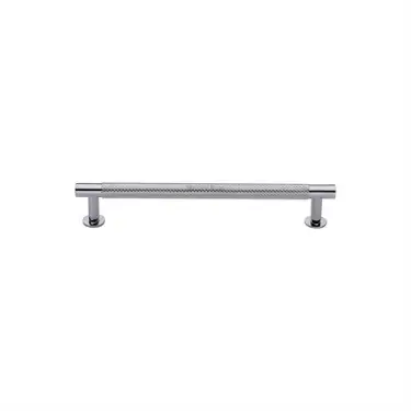 Click Here To Enlarge This Photo Of V4462 96-PC Heritage Brass Cabinet Pull Partial Knurled Design with 16mm Rose 96mm ctc Polished Chrome finish