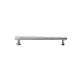 V4462 96-PC Heritage Brass Cabinet Pull Partial Knurled Design with 16mm Rose 96mm ctc Polished Chrome finish