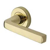 V8300-PB Heritage Brass Alessa Door Handle on Round Rose Polished Brass finish