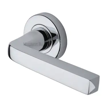 Click Here To Enlarge This Photo Of V8300-PC Heritage Brass Alessa Door Handle on Round Rose Polished Chrome finish