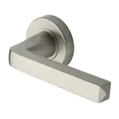 V8300-SN Heritage Brass Alessa Door Handle on Round Rose Satin Nickel finish