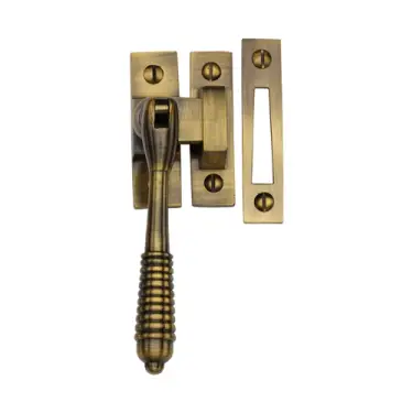 Click Here To Enlarge This Photo Of V894 MP/HP-AT Heritage Brass Mortice & Hook Plate Casement Fastener Reeded Design Antique Brass finish