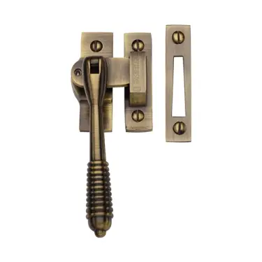 Click Here To Enlarge This Photo Of V894L MP/HP-AT Heritage Brass Lockable Mortice & Hook Plate Casement Fastener Reeded Design Antique Brass finish