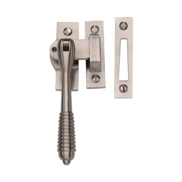 Click Here To Enlarge This Photo Of V894L MP/HP-SN Heritage Brass Lockable Mortice & Hook Plate Casement Fastener Reeded Design Satin Nickel finish