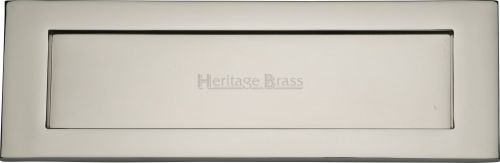 Click Here To Enlarge This Photo Of V850 305-PNF Heritage Brass Letterplate 12" x 4" Polished Nickel Finish
