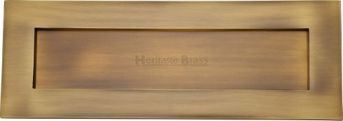 Click Here To Enlarge This Photo Of V850 356-AT Heritage Brass Letterplate 14" x 4 ½" Antique Brass Finish