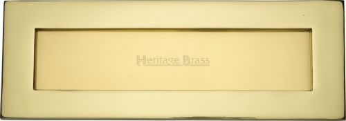 Click Here To Enlarge This Photo Of V850 356-PB Heritage Brass Letterplate 14" x 4 ½" Polished Brass Finish
