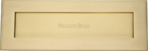 Click Here To Enlarge This Photo Of V850 356-SB Heritage Brass Letterplate 14" x 4 ½" Satin Brass Finish
