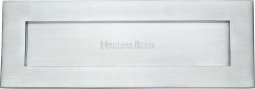 Click Here To Enlarge This Photo Of V850 356-SC Heritage Brass Letterplate 14" x 4 ½" Satin Chrome Finish