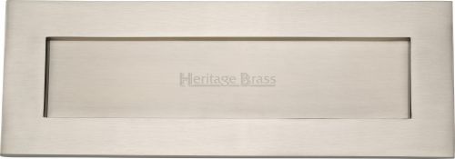 Click Here To Enlarge This Photo Of V850 356-SN Heritage Brass Letterplate 14" x 4 ½" Satin Nickel Finish
