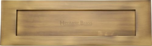 Click Here To Enlarge This Photo Of V850 406-AT Heritage Brass Letterplate 16" x 5" Antique Brass Finish