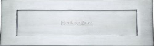 Click Here To Enlarge This Photo Of V850 406-SC Heritage Brass Letterplate 16" x 5" Satin Chrome Finish