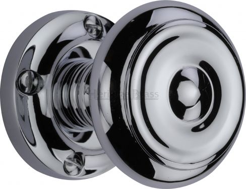 Click Here To Enlarge This Photo Of V872-PC Heritage Brass Mortice Knob on Rose Aylesbury Design Polished Chrome Finish