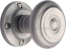 V872-SC Heritage Brass Mortice Knob on Rose Aylesbury Design Satin Chrome Finish