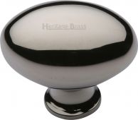 C114 32-PNF Heritage Brass Cabinet Knob Victorian Oval Design 32mm Polished Nickel Finish