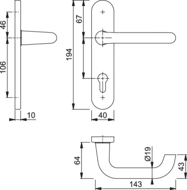 Click Here To Enlarge This Photo Of 138S&sol;2600 &lpar;AR200S&sol;33-SP-72&rpar; Hoppe Sprung Euro Profile Lock Levers 72mm Centres - Satin Anodised Aluminium &lpar;2654518&rpar;