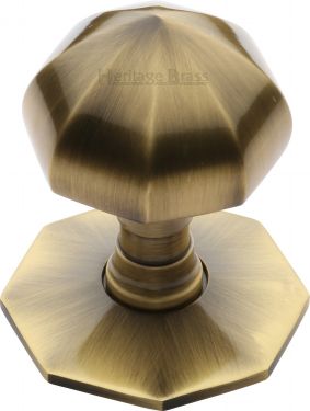 Click Here To Enlarge This Photo Of V880-AT Heritage Brass Octagon Centre Door Knob 2 ½" Antique Brass Finish