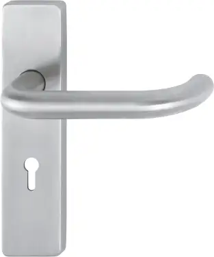 Click Here To Enlarge This Photo Of E138F/202K-A4 (AR361/12) Hoppe Lock Levers 57mm Centres on Plate - Satin Stainless Steel (87100964)