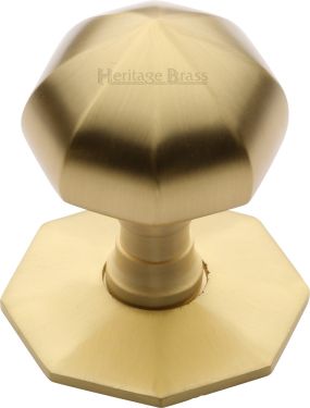 Click Here To Enlarge This Photo Of V880-SB Heritage Brass Octagon Centre Door Knob 2 ½" Satin Brass Finish