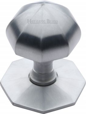 Click Here To Enlarge This Photo Of V880-SC Heritage Brass Octagon Centre Door Knob 2 ½" Satin Chrome Finish