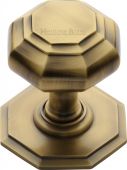 V890-AT Heritage Brass Octagon Centre Door Knob 3" Antique Brass Finish