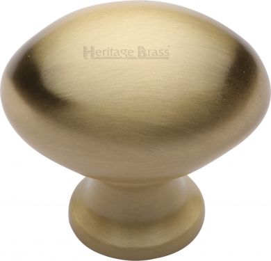 Click Here To Enlarge This Photo Of C114 32-SB Heritage Brass Cabinet Knob Victorian Oval Design 32mm Satin Brass Finish