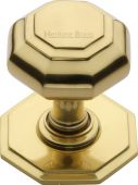 V890-PB Heritage Brass Octagon Centre Door Knob 3" Polished Brass Finish