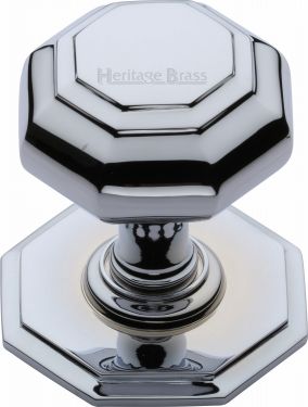 Click Here To Enlarge This Photo Of V890-PC Heritage Brass Octagon Centre Door Knob 3" Polished Chrome Finish