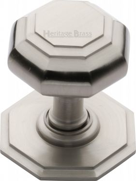 Click Here To Enlarge This Photo Of V890-SN Heritage Brass Octagon Centre Door Knob 3" Satin Nickel Finish