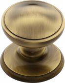 V900-AT Heritage Brass Round Centre Door Knob 3" Antique Brass Finish