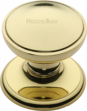 Click Here To Enlarge This Photo Of V900-PB Heritage Brass Round Centre Door Knob 3" Polished Brass Finish