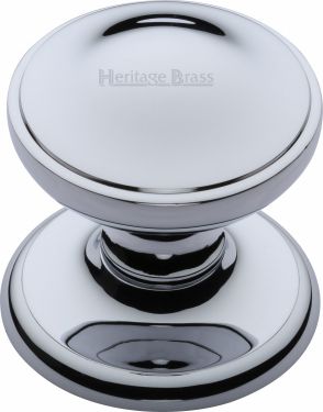 Click Here To Enlarge This Photo Of V900-PC Heritage Brass Round Centre Door Knob 3" Polished Chrome Finish