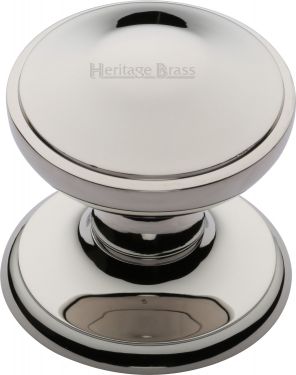 Click Here To Enlarge This Photo Of V900-PNF Heritage Brass Round Centre Door Knob 3" Polished Nickel Finish