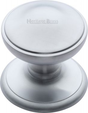 Click Here To Enlarge This Photo Of V900-SC Heritage Brass Round Centre Door Knob 3" Satin Chrome Finish