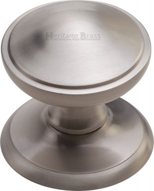 Click Here To Enlarge This Photo Of V900-SN Heritage Brass Round Centre Door Knob 3" Satin Nickel Finish